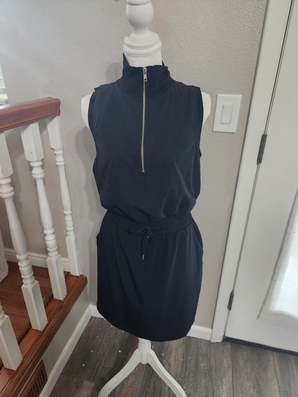 Maurices Black Sleeveless Mini Dress with Zip High Neck
